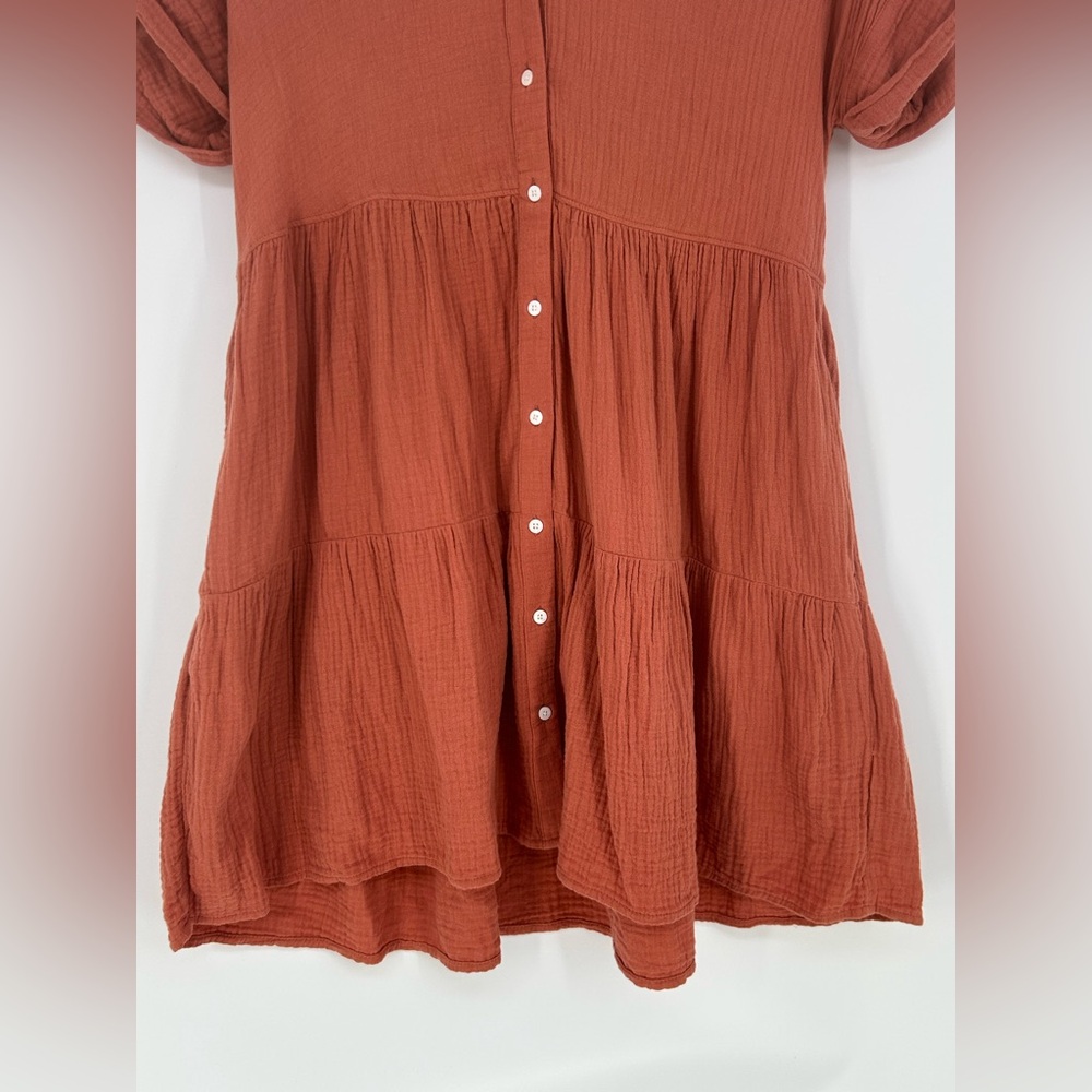 Madewell Rust Button-Front Mini Dress - Picture 11 of 12